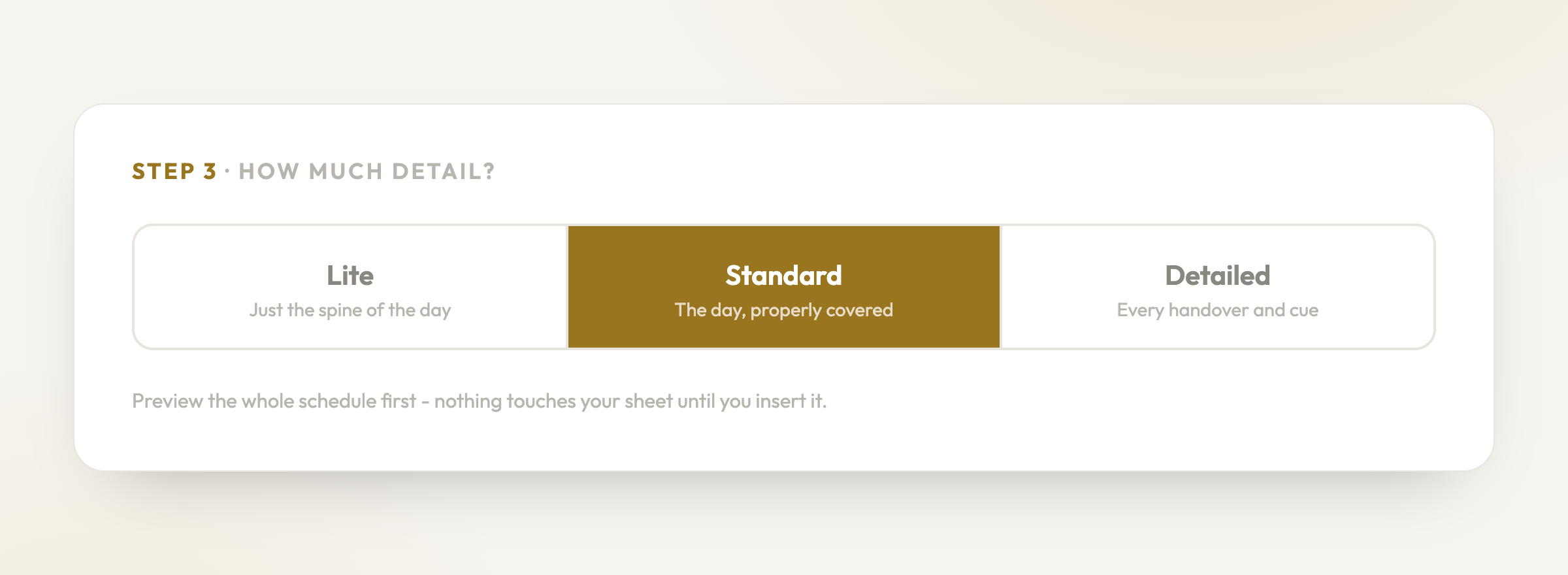 Step 3 - choose how much detail